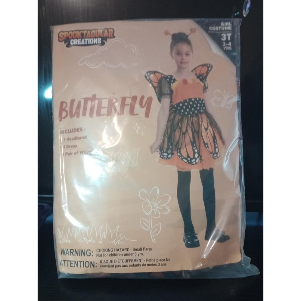 Spooktacular Creations Butterfly Costume Girls 3T 3-4 Years Dress Wings